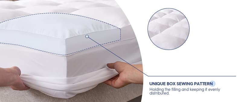 ELEMUSE King Mattress Topper for Back Pain, Extra Thick Mattress Pad Cover, Plush Soft Pillowtop with Elastic Deep Pocket, Overfilled Down Alternative Filling