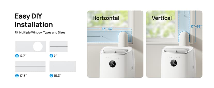 Dreo Portable Air Conditioners, 8000 BTU ASHRAE (5000 BTU DOE) Smart AC Unit for Bedroom with Drainage-free Cooling, 45dB Quiet, APP/Voice/Remote, Portable AC for Room Indoors, AC318S