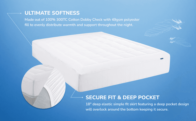 Serta ComfortSure King Mattress Cover, Fitted Pillow Top Mattress Pad, Super Soft and Breathable Quilted Cotton Protector with 18" Elastic Deep Pockets for Secure Fit, White