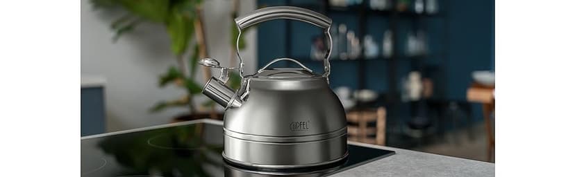 Whistling Tea Kettle Stovetop - Food Grade Stainless Steel Teapot for Stove Top with Ergonomic Handle for Gas, Induction, Electric Stovetops 2.3 Quart