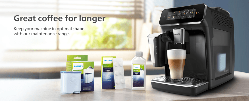 PHILIPS Series 3300 Fully Automatic Espresso Coffee Machine - 6 Hot & Iced Drinks, LatteGo Milk System, 40% Quieter SilentBrew, Ceramic Grinder, Aquaclean Filter, Glossy Black (EP3341/50)