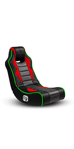 X Rocker Pixel Youth Video Gaming Floor Rocker Chair, Back to School Gifts for Gamers, Bedroom, Foldable, Black with Print