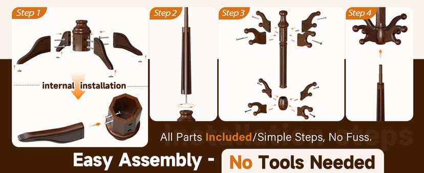 Solid Wood Rotary Coat Rack Freestanding, Heavy Duty Coat Hanger Stand with 2 layer Multi-direction Hooks, 360° Rotating Standing Coat Rack Tree for Entryway, Bedroom, Office, H: 77.6in (Walnut)