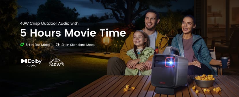 NEBULA Mars 3 Outdoor Portable Projector, 1000 ANSI Lumens, AI-Powered Image, Built-In Battery with 5 Hour Playtime, Android TV, 200 Inch Home Theater, for Backyard, Office and Business, and Camping