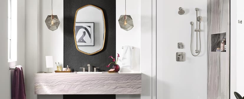 Moen 6702BN Genta LX One Handle Single Hole Modern Bathroom Sink Faucet with Optional Deckplate, Brushed Nickel