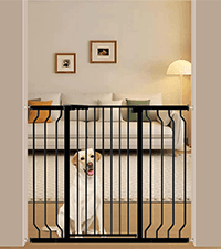 ALLAIBB Extra Wide Pressure Mounted Baby Gate Walk Through Child Kids Safety Toddler Tension White Long Large Pet Dog Gates with Extension for doorways Kitchen (57.48-62.20"/146-158cm, Black)