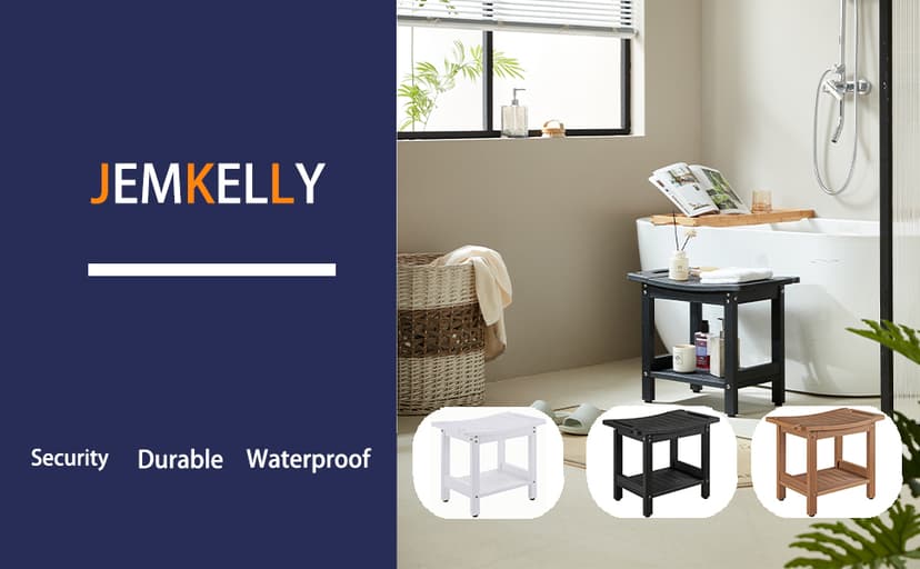 Heavy Duty Shower Stools, Shower Benches for Inside Shower to sit on,Poly Lumber Plastic Shower Bench Waterproof, Sturdy Wide Shower Stools for 500 LB (Brown)…