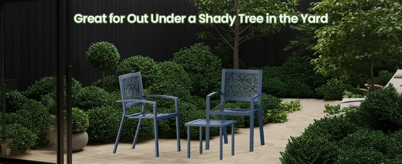 Outdoor Bistro Set for 2, Stackable Modern Porch Furniture Set,Waterproof Patio Furniture Set w/2 Chairs 1 Coffee Table,Bistro Set for Indoor Outdoor Porch Garden Patio Deck,Peacock Blue