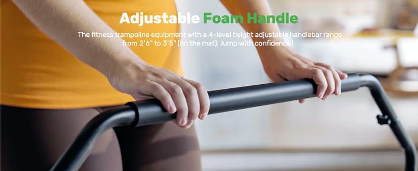 BCAN 40"/48" Mini Rebounder Trampoline for Adults with Bar, 450/550LBS Fitness Trampoline with Bungees, Adjustable Handle, Stable & Quiet, Indoor Outdoor, Whole-Body Workout & Relaxation at Home