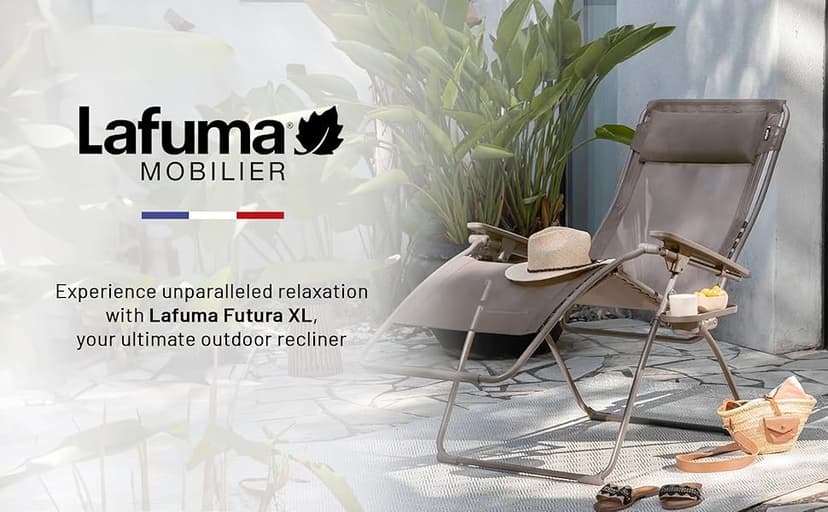Lafuma Futura LFM3118 8548 Zero Gravity Outdoor Steel Framed Lawn Patio Recliner Folding Lounge Chair with Batyline Canvas, Seigle Grey