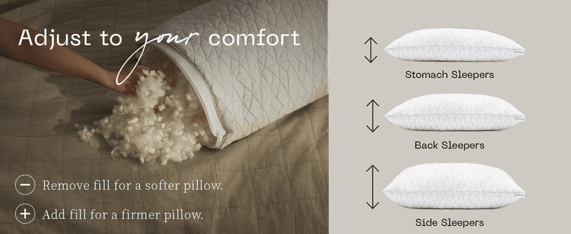 Coop Home Goods Original Adjustable Pillow, King Size Bed Pillows for Sleeping, Cross Cut Memory Foam Pillows - Medium Firm Back, Stomach and Side Sleeper Pillow, CertiPUR-US/GREENGUARD Gold