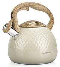 Tea Kettle Stovetop,2.5QT Stainless Steel Whistling Teapot for Stove Top Aesthetic,Portable Water Kettles Camping with Anti-hot Silicone Handle,Suitable for All Heat Sources,Black