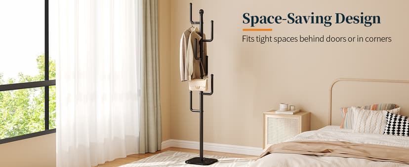 Yoobure Coat Rack Freestanding with Natural Marble Base - Cactus Coat Tree with 6 L-shaped Hooks, Heavy Duty Coat Hanger Stand, Metal Coat Rack Stand for Entryway, Hall Tree for Jacket/Hat/Clothes/Bag