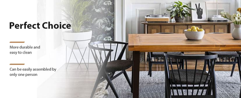 Devoko Home Acacia Wood Dining Table 6-Person Indoor Outdoor Table with Iron Legs, Sandblast Finish, Natural Stained, Rustic Metal, 69 * 33 * 30 inch (Natural)