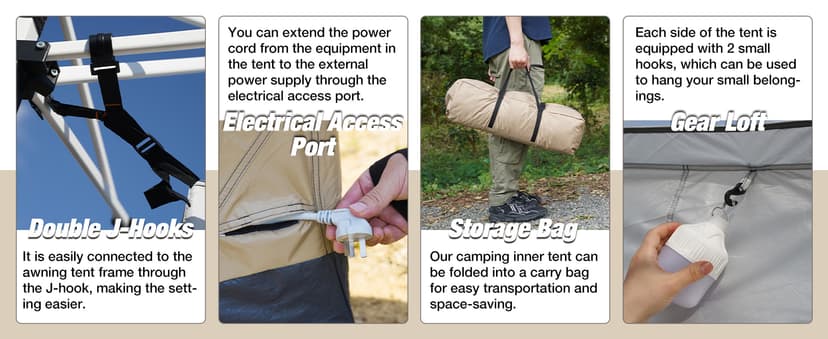 REDCAMP Canopy Camping Tent for Pop Up Canopy Tent, Inner Tent Converts Straight Leg 10'x10' or 10'x20' Canopy into Camping Tent, Fits 4-6 Person(Frame/Shelter NOT Included)