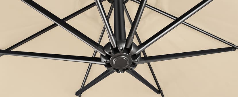 10ft Patio Umbrella with Base Included, Outdoor Offset Cantilever Umbrella w/Upgraded Yarn-dyed Fabric Shade, Sturdy 8 Rids, Easy Tilt Adjustment, for Pool Deck Porch Backyard Garden,Beige