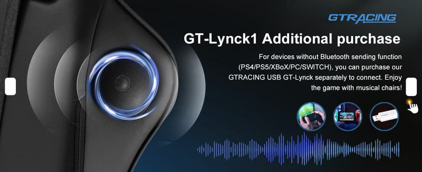 GTRACING Gaming Chair with Speakers Bluetooth Music Video Game Chair Audio Ergonomic Design Heavy Duty Office Computer Desk Chair (Black)