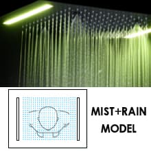 14 X 20 Inch LED Rain Ceiling Shower Head with Hand Sprays Thermostatic Rainfall Shower System Set Digital Display Matte Black