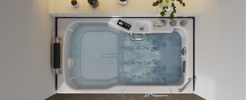 Empava Walk In Tub for Seniors,54" x 30'' Right Drain,12 Air & 13 Whirlpool Massage Jets Bathtub,with built-in Heater,2 Safety Handrail,19.25" Wide Right Outswing Door,Slip-Resistant Floor,Acrylic
