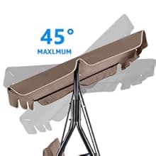 3-Seat Patio Swing Chair, Outdoor Porch Swing with Adjustable Canopy and Durable Steel Frame for Patio, Garden, Poolside(Brown)
