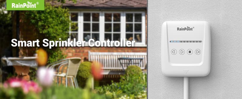 RAINPOINT 8 Zone Smart Sprinkler Controller - Local Weather Intelligence WiFi Sprinkler System Controller, Easy Install APP Control Irrigation System, Sprinkler Timer for Garden Yard