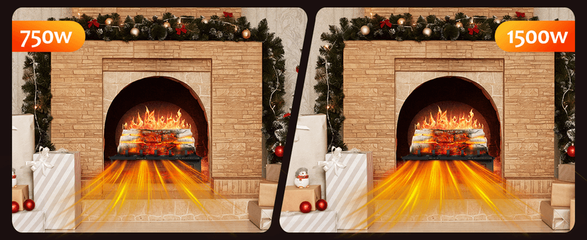 Electric Fireplace Log Heater 750W/1500W, 20" Electric Fireplace Insert with Adjustable 5 Flame Brightness&Speed/3 Music Sounds/Remote Control/8Hrs Timer for Home, Room, Office Decor