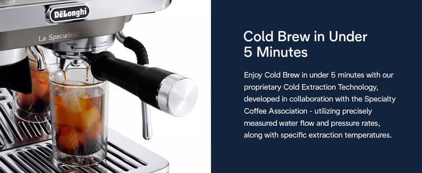 De'Longhi La Specialista Arte Evo Espresso Machine - Compact Cold Brew Coffee Maker with Grinder, Frother, Variable Temp Control & Tamping Tools - Home Barista Kit for Lattes, Cappuccinos, Iced Coffee