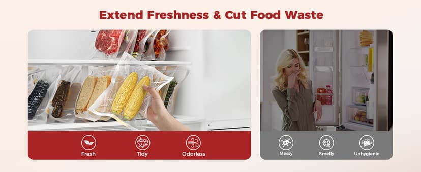 95kpa Vacuum Sealer Machine,Commercial Full Automatic Food Sealer,Powerful Sealing System with Double Heat Seal,Built-in Cutter&Bags Storage,1 Bag Rolls and 10 pcs Pre-cut Bags