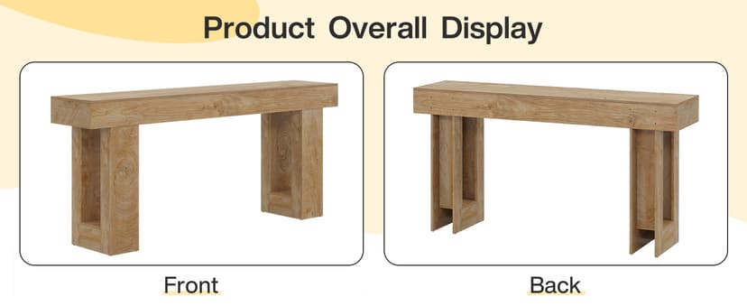 Tribesigns 63-Inch Long Console Table, Wooden Rectangular Sofa Table Behind The Couch, Farmhouse Entryway Table for Entrance, Hallway, Living Room (Natural)