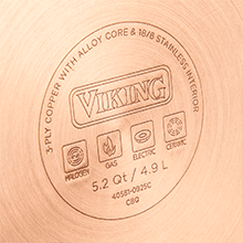 Viking 3-Ply Pots and Pans Set, 10 Piece Copper Kitchen Cookware with Glass Lids, Hammered Copper