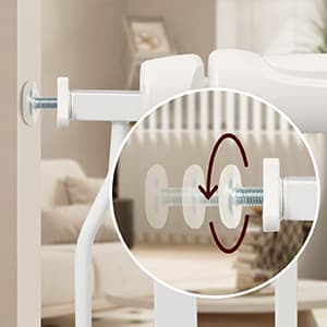 Extra Wide Baby Gate with Door Pressure Mounted 57.48-62.20 Inch,Child Baby Gates for Doorways No Drilling,Walk Through Dog Gate Indoor for The House Kitchen Stairs,White