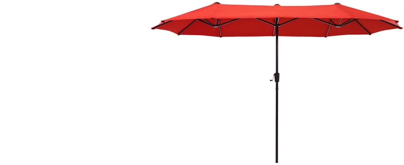 PHI VILLA 13ft Large Patio Umbrella Double-Sided Twin Outdoor Market Umbrella with Crank, Beige