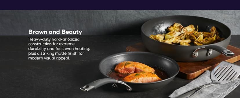 Circulon 83903 Radiance Hard Anodized Nonstick Cookware Pots and Pans Set, 10 Piece, Gray