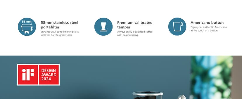 PHILIPS Barista Brew Semi Automatic Espresso Machine - Single & Double Espresso + Americano Button, 280g Dual Bean Container, Intuitive Guidance, Calibrated Tamping, Metal Cappuccino (PSA3228/41)