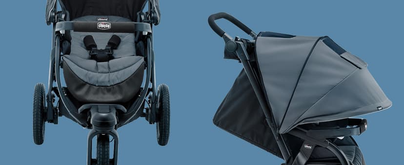 Chicco Activ3 Jogging Stroller, All-Terrain Stroller, Compatible with Chicco Infant Car Seats (not Included), Baby Travel Gear | Eclipse/Grey