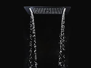 HOMEDEC Luxury Full Body Shower Jets System, 15x28inch Rain Shower Faucet Set Combo with 4pcs Adjustable Large Body Jet with Handheld Spray (Matte Black, 3 Functions Shower Head)