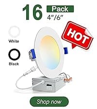 zouzai 24 Pack 6 Inch Ultra-Thin LED Recessed Ceiling Light with Junction Box 5CCT Adjustable Dimmable Can-Killer Downlight - ETL and Energy Star Certified (24 Pack,5CCT, 6 Inch)