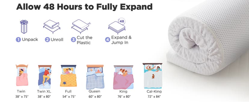 PERLECARE 3 Inch Gel Memory Foam Mattress Topper for Pressure Relief, Premium Soft Cooling Sleep, Non-Slip Design with Removable & Washable Cover, CertiPUR-US Certified - Queen