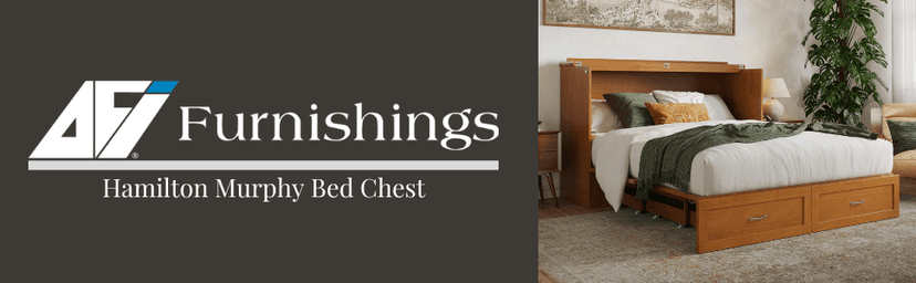 AFI Hamilton Full Murphy Bed Chest with Mattress, Storage, and Built-in Charger in Light Toffee