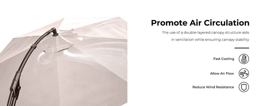 Grand patio 11FT Cantilever Umbrella with Base Outdoor Large Round Aluminum Offset Umbrella for Patio Garden Backyard (Champagne, 11 FT)