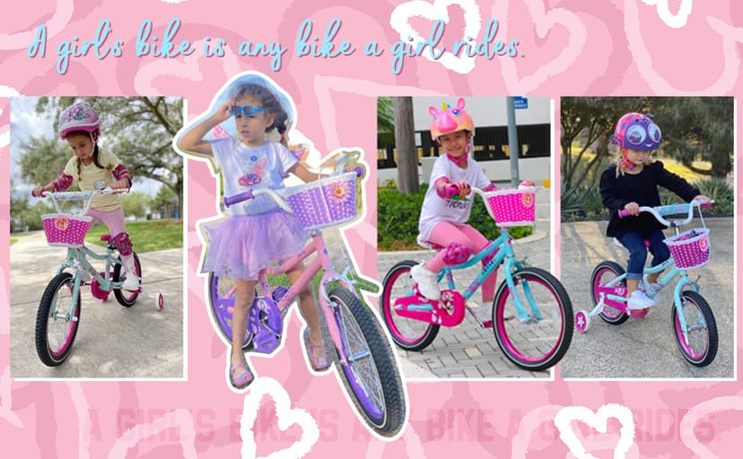 JOYSTAR Paris Girls Bike for Ages 3-8 Years Old, 14 16 18 Inch Kids Bike with Training Wheels, Basket and Handbrake, Multiple Colors