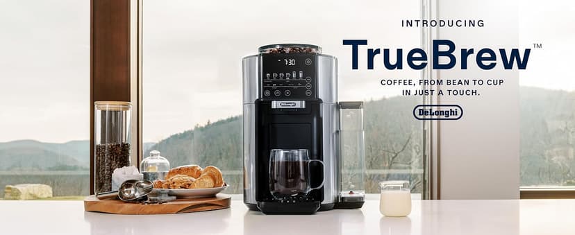De'Longhi True Brew Drip Coffee Maker, Built in Grinder, Single Serve, 8 oz to 24 oz, Hot or Iced Coffee, Stainless, CAM51025MB