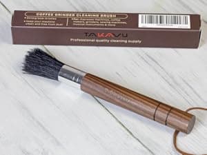 Takavu Coffee Grinder Cleaning Brush, Barista Brush with Black Boar Bristle, Espresso Machine Cleaner Tool, Brista Dusting Accessories Used on Group Heads, Shower Screen, Portafilter, Scoop, Tamper