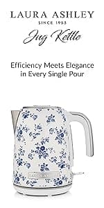 Laura Ashley Elveden White Stovetop Kettle with Whistle - 2.5L Fast Boil Stainless Steel Kettle Stove Top - Silicon Coated Cool Handle Camping Kettle for Gas, Induction Hob - Compatible with Aga Stove