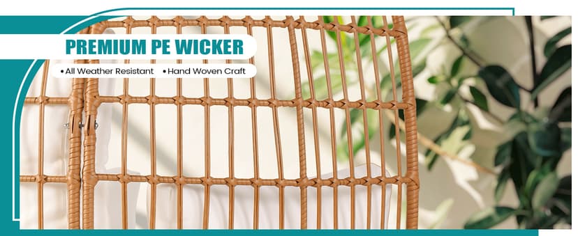 Outdoor Egg Chair, PE Wicker Chair with 4 Thicken Cushions, Patio Chairs 440 lbs Capacity, Oversized Balcony Chairs with Durable Steel Frame Perfect for Balcony, Backyard, Bedroom-Dark Black