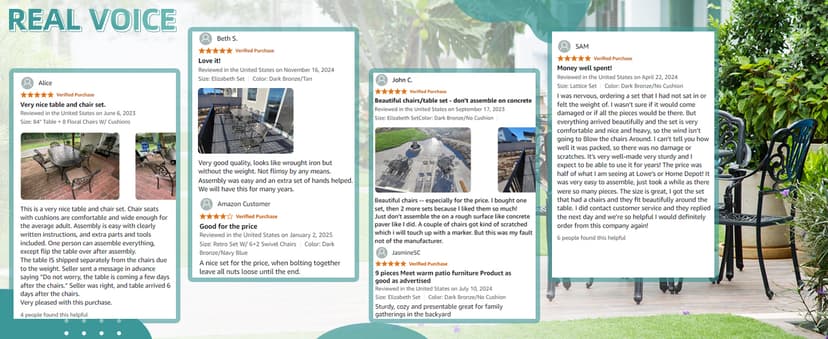 MEETWARM 9-Piece Outdoor Furniture Dining Set, All Weather Cast Aluminum Patio Garden Set with 8 Chairs,1 Oval Table, 2" Umbrella Hole, Dark Bronze