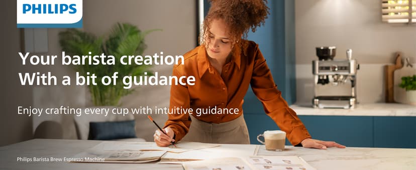 PHILIPS Barista Brew Semi Automatic Espresso Machine - Single & Double Espresso + Americano Button, 280g Dual Bean Container, Intuitive Guidance, Calibrated Tamping, Metal Cappuccino (PSA3228/41)