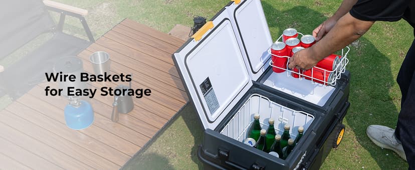 BougeRV 12 Volt Car Refrigerator, CRD2 52 Quart Portable Fridge Freezer with APP Control, -4℉ to 68℉ Dual Zone Compressor Electric Cooler 12/24V DC, 110~240V AC for Overlanding, Camping, RV, Truck