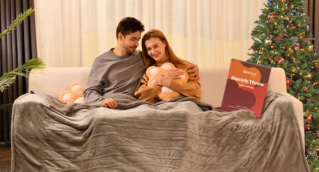 Bearhug Electric Blanket King Size 100" x 90", Dual Controller Heated Blanket, Velvet & Sherpa, 10-Heat Levels & 1-12H Auto Off, Over-Heat Protect, ETL, Machine Washable