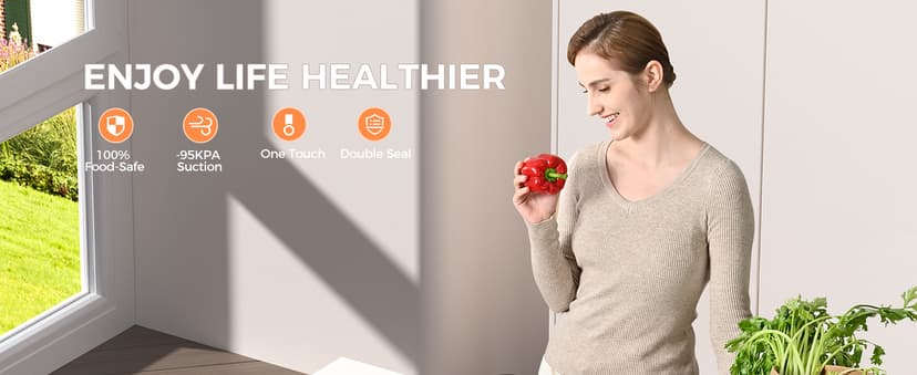 95kpa Vacuum Sealer Machine, Commercial Full Automatic Food Sealer, Food Vacuum Sealing Machine with Cutter, 10 Pre-cut Bags & Bag Rolls and Accessory Hose, Fully Starter Kits, Black